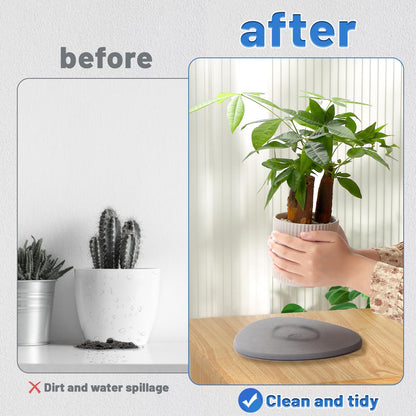 Elfcool Quick Dry Absorbent Flower Pot Saucer Dirp Tray Diatomaceous Earth Plant Mat for Indoor Outdoor Plants (8''&12''-Dark Grey-2pack)