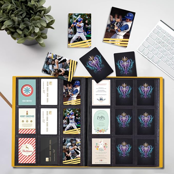 Upgraded 9 Pockets Trading Card Collection Binder, 360 Book Holder Album for Yugioh, MTG, TCG, Magic, Sports Cards - Yellow