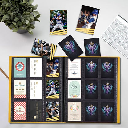 Upgraded 9 Pockets Trading Card Collection Binder, 360 Book Holder Album for Yugioh, MTG, TCG, Magic, Sports Cards - Yellow
