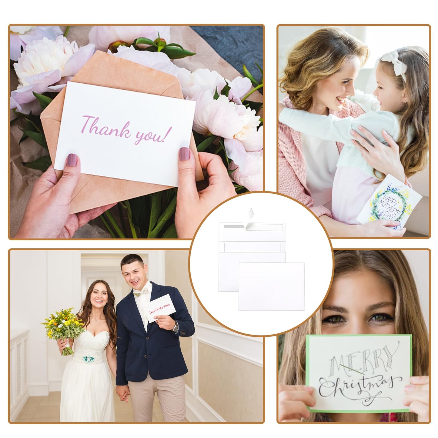 Silunkia 100 Packs White Single Panel Blank Cards and Envelopes 5 x 7 Heavy Flat Cardstock and A7 Envelopes Self Seal for Wedding Invitations, Birthday Party, DIY Greeting Cards, Graduations