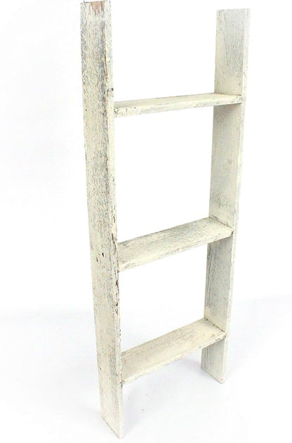 BARNWOODUSA Throw Blanket Ladder – Fully Assembled Reclaimed Wood – Rustic Decorative Ladder for Towels, Quilts – Perfect Farmhouse Decor for Bathroom, Porch, or Living Room,3-Foot White