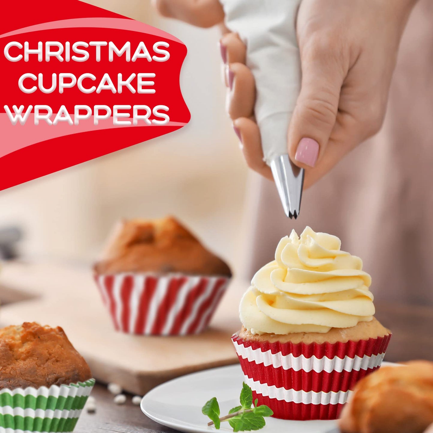 600 Pieces Christmas Cupcake Liners 6 Style Christmas Party Cupcake Holder Toppers Muffin Cups Wrappers Xmas Paper Baking Cups for Cake Candy Make Baking Supplies
