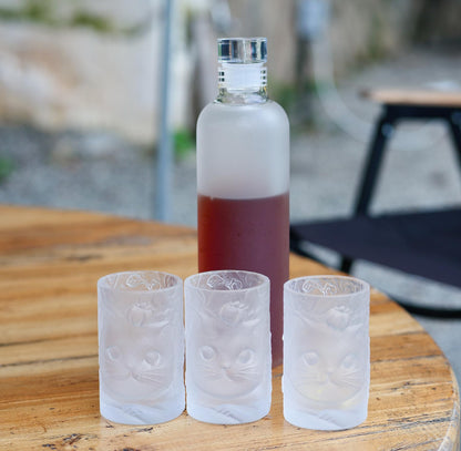 TUCHACA Cat Tea Cups (Set of 3) - 100ml Mini Glass Tumblers for Water, Juice, Tea, Espresso, Whiskey & Other Beverages - Unique Cat Cup Gift
