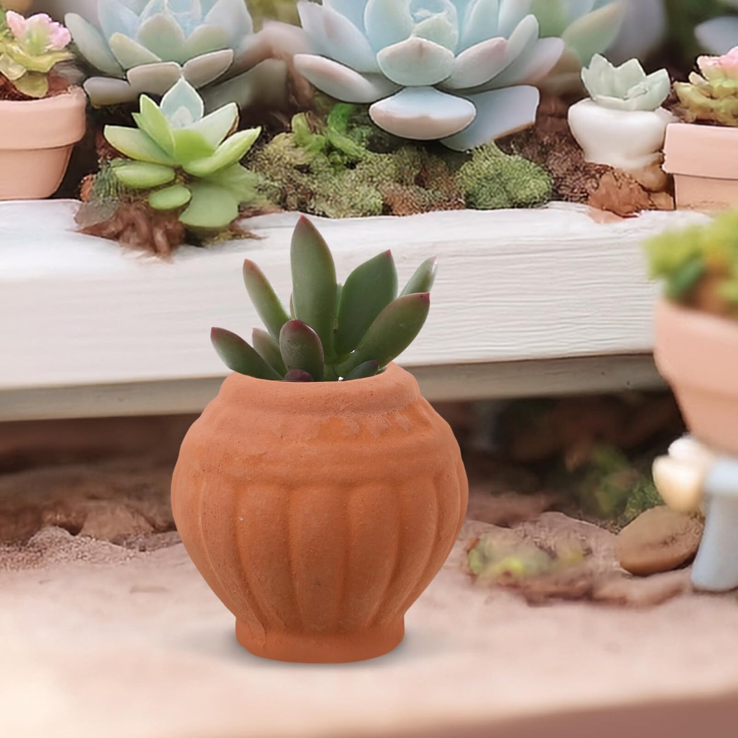 Happyyami Mini Terracotta Pots 4-Pack Small Clay Planters with Drainage Holes for Succulents Indoor Outdoor Gardening Desk Windowsill Decoration
