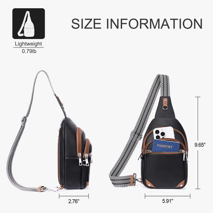 Lexiyat Anti Theft Crossbody Bags for Women Travel Chest Sling Bag Leather RFID Purse Fanny Pack Black