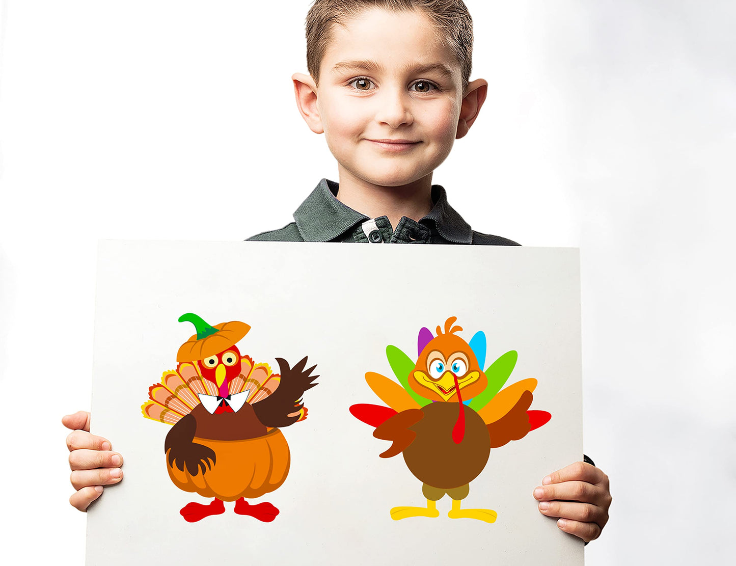 52pcs Thanksgiving Crafts for Kids, Make-A-Turkey Stickers Party Games/Favors/Supplies(Style1)