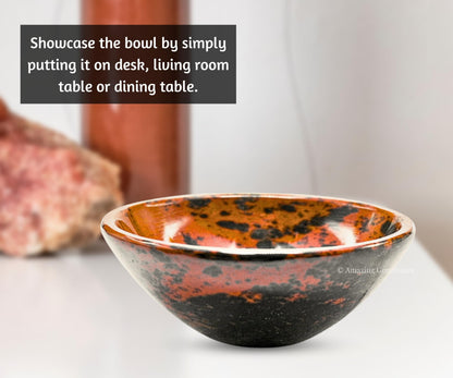 Mahogany Obsidian Crystal Bowl - 2 Inch Decorative Bowls for Room and Home Decor - Gemstone Healing Crystals for Elegant Display, Positive Energy Balance and Gift