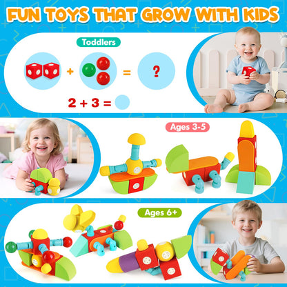 Hodurgyi 26 PCS Magnetic Foam Blocks, STEM Preschool Toys for Children, Magnetic Building Blocks for Toddlers, Kids Bath Toys and Montessori Sensory Toys, Birthday for Boys & Girls Age 3 4 5 6+