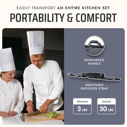 Asaya Chef Knife Bag - 28-Pocket Knives Carrying Case for Kitchen Tools and Utensils, Ballistic Nylon Chef Knife Roll Bag with Adjustable Shoulder Strap - Knives Not Included (Grey)