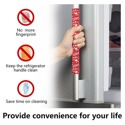 Emelivor Valentines Hearts Love Refrigerator Door Handle Cover Set of 2 - Washable Kitchen Appliance Handles Keep Off Fingerprints Food Stains for Ovens Dishwashers