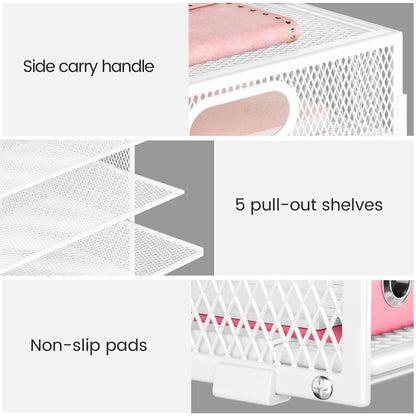 Lavatino 8-Tier Letter Tray Desk Paper Organizer, Mesh File Tray Organizer for Desk, Office Supplies & Home Organization, Fits A4 Paper, Mail, Magazines and Office Accessories (White with Handle)