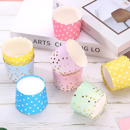 HARFINGTON 150Pcs Colorful Paper Baking Cups 6oz Cupcake Wrappers Scalloped Muffins Liners Disposable Greaseproof Containers for Birthday Party, Gradient Purple