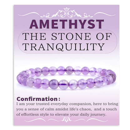 Bymitel 6mm Amethyst - Handmade Reiki Gemstone Stretch Bracelet, Natural Beauty & Spiritual Essence, Crystal Healing for Unisex Adults