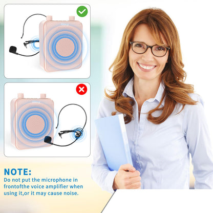 Giecy 30W Portable Voice Amplifier with Wired Microphone Headset, 2800mAh Rechargeable PA System Speaker Personal Microphone Speech Power Amplifiers Loudspeaker for Teachers/Metting/Tour Guide