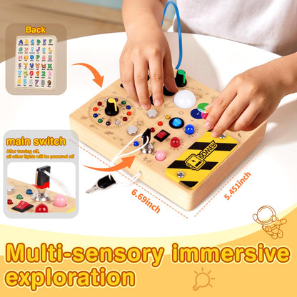 Grarain Busy Board for Toddlers - Montessori Educational Toy for 1-3 Year Old Boys & Girls | Travel-Friendly Sensory Learning Activity | Ideal for Kids with Autism(Busy Board v5)