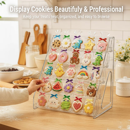 GYSLEOT Acrylic Cookie Display Stand, 5-Tier Clear Tiered Dessert Stand for Bakers Vendors, Professional Display Riser for Craft Fairs, Market Booths & Retail, Cupcake Pastry Holder Organizer