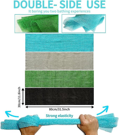 African Exfoliating Net, African Net Sponge, Nylon African Bathing Sponge Net, African Net Long Net Bath Sponge Shower Body Scrubber Back Scrubber Skin Smoother ((Black,White,Blue,Emerald Green))