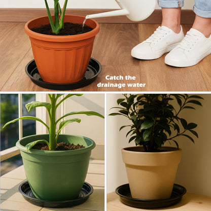 30 Packs 8 Inches Small Plant Saucers for Indoor Outdoor Use Heavy Duty Plastic Plant Plate Dish for Planter Bulk Round Flower Pot Drip Trays to Catch Water 4 to 20 Inch, Black