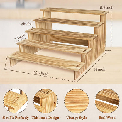 5 Tier Wooden Cupcake Stand for 50 Cupcakes - Rustic Cupcake Holder Stand for Wedding, Birthday, Party Display
