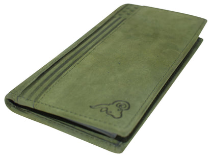Genuine Leather Checkbook Cover For Men & Women Checkbook Holder Wallet RFID Blocking USA Series (Bright Green)