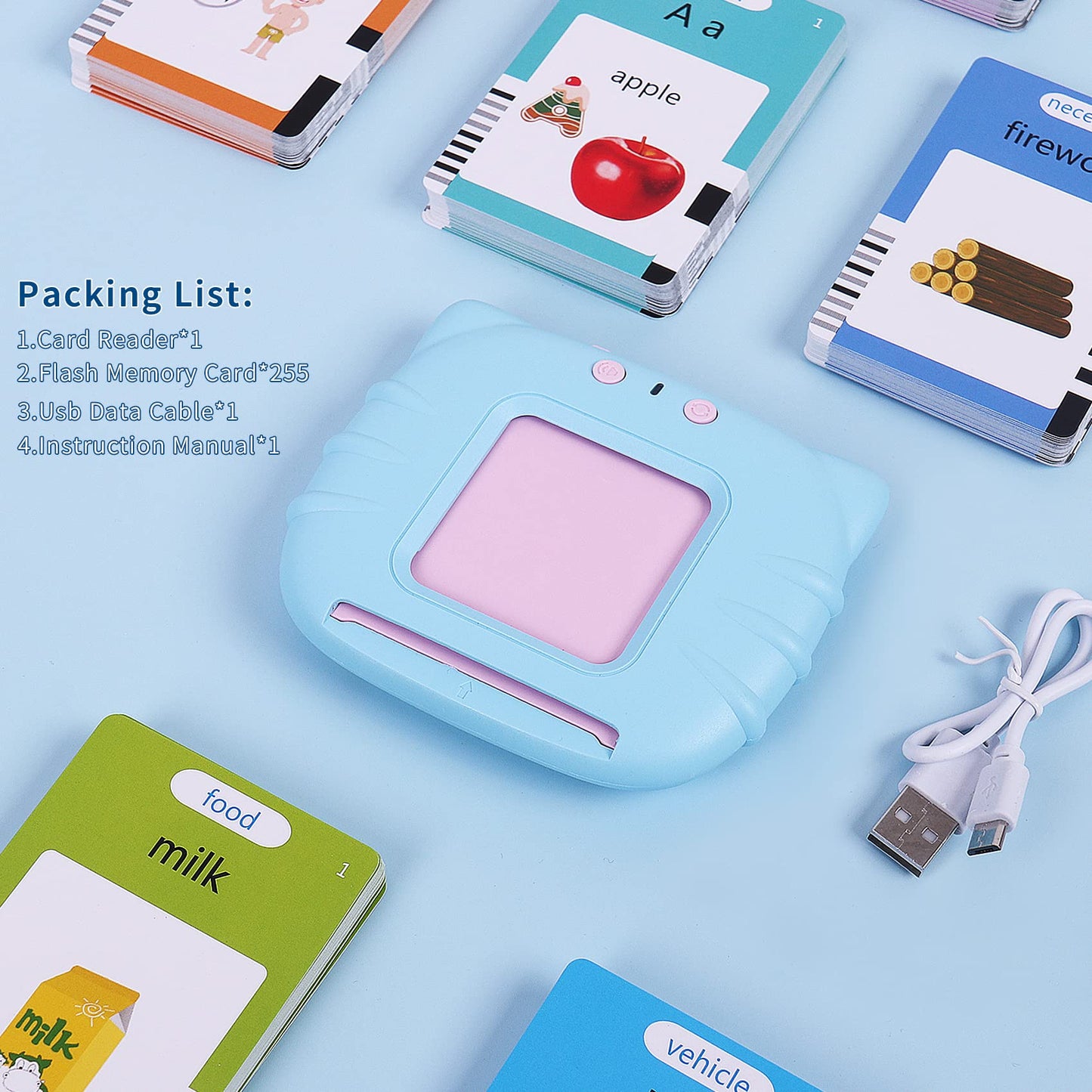 Talking Flash Cards for Toddler, Learning Toys for Toddlers 1-3 Pocket Speech, Talking Learning Flash Cards Educational Toys Sensory Toys Gift for Boys and Girls (510 Sight Words-Blue)