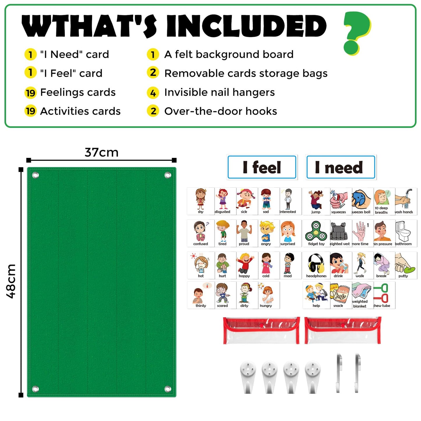 KIKIGOAL Feelings Chart For Preschool Teacher Supplies, Social Emotional Learning Pocket Chart, Autism Visual Behavior Management, Daycare Essentials, Calm Down Corner Classroom Supplies