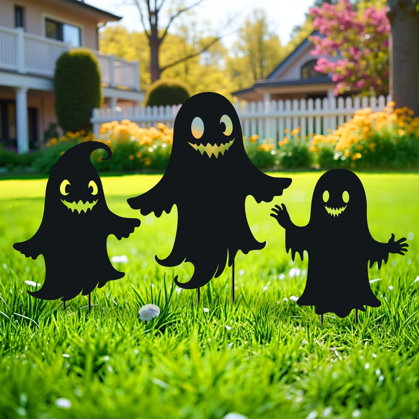 WACLSTDAY Ghost Metal Halloween Decorations Outdoor Garden Stakes, for Women/Men/Ghost Lovers,Black Silhouette Statues Yard Art, Lawn, Backyard, Patio, Pathway Decor