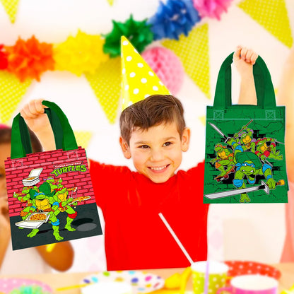 Teenage Mutant Ninja Turtles Party Favor Bags Set – 12 of 8" Pack TMNT Party Goodie Bags for Kids Bulk Reusable | TMNT Birthday Party Supplies