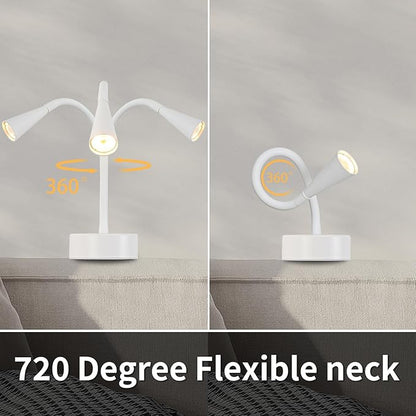 White Headboard Reading Light, No Drilling Wall Mounted Reading Lights for Bedside, Book Light for Bedtime Reading, Buttonless Dimmable Reading Lamp, Movable Gooseneck Reading Sconces for Bedroom
