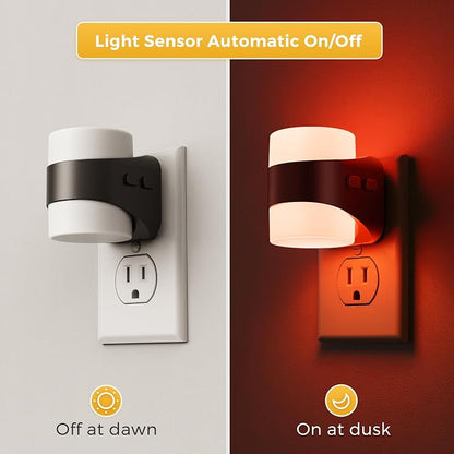 L LOHAS LED Colored Night Lights Plug into Wall, 3 Brightness Level, 1W Low Power Nightlight with Auto On/Off Sensor, Ideal for Living Room, Bathroom, Bedroom, Kids Room, 2 Pack