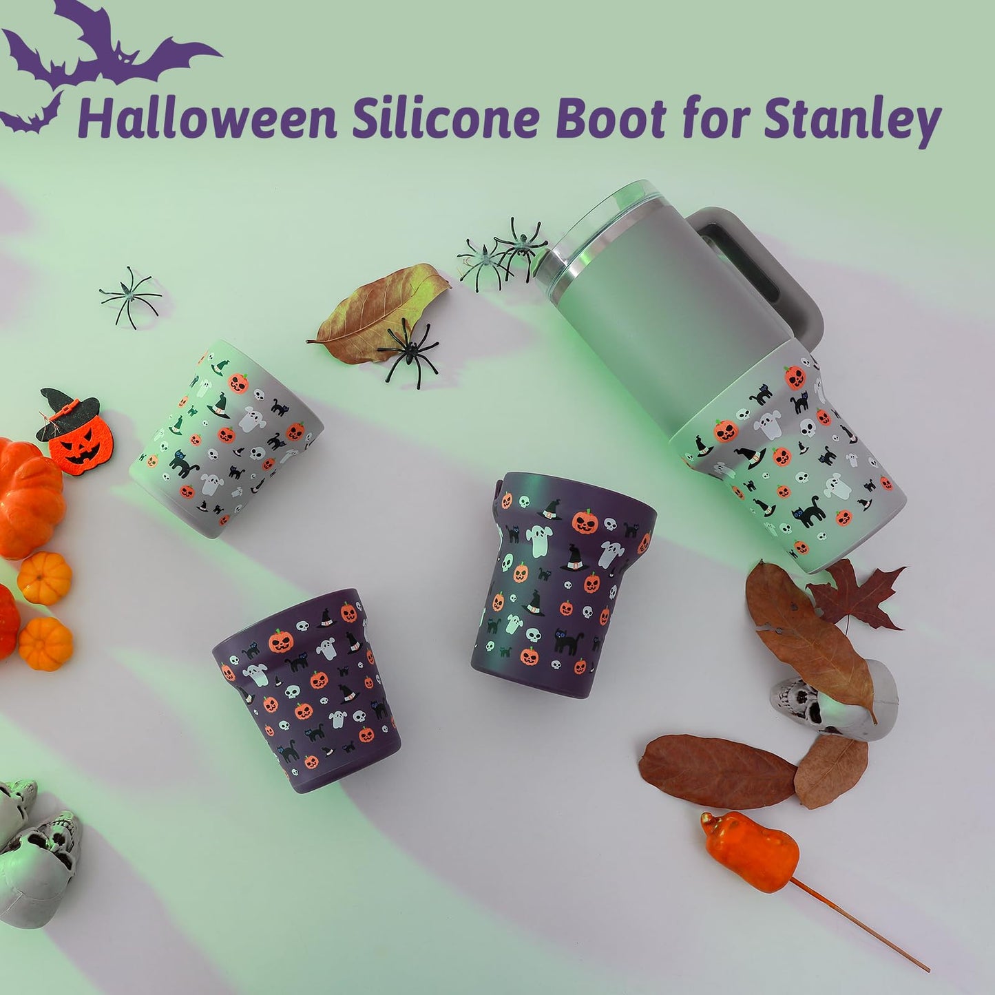 Thxbag Silicone Boot for Stanley Cup 30oz&20oz, Halloween Boot Sleeve Cover Fit with Stanley H2.0 and Quencher Adventure Tumbler Accessories (Purple, 30oz&20oz)