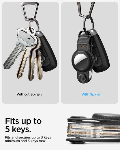 Spigen Valentinus Pro AirTag Key Organizer Designed for AirTag 2nd Gen (2026) & 1st Gen Case, Holder, Keychains, Key Ring Up to 5-6 Keys (Device Not Included) - Black