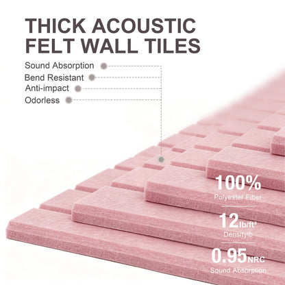 G Gamit 0.47" Thick Felt Pin Board 36"x24" Large Cork Board Alternative 6 Pack 11.81"x11.81"Felt Bulletin Board Wall Tiles Notice Board with 30 Pushpins for Home Office School(Fine-Coral Pink)