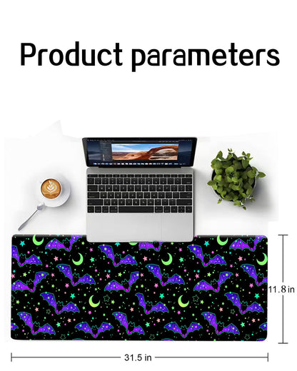 ALTEKO Large Gaming Mouse Pad, Computer Mouse Mat, Funny Desk Pad Protector Decoration, Big Cute Desk Pad, Non-Slip Base 31.5 x 11.8 in Cute Bats Stars
