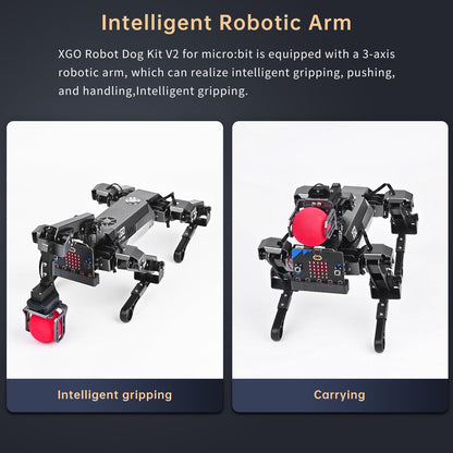 ELECFREAKS microbit Robotic Dog Xgo V2 Kit, 15 Movable Joint DIY Programmable Full Metal Bionic Robot Kit, STEM Educational Project for Open Source Hardware(Without Micro:bit)