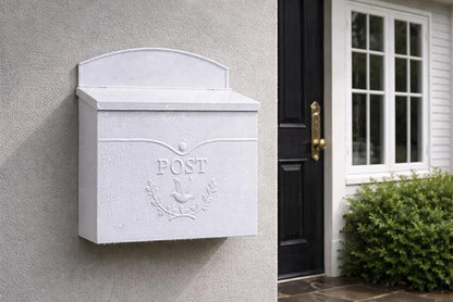NACH Mailboxes for Outside Wall Mount, 11.5 x 5 x 13 inches, White Mailbox for Door, Waterproof Mailbox for Outside - The Chelsea Mailbox