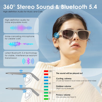 GetD AI Glasses for Men & Women, Smart Glasses Powered by ChatGPT, AI Real-time Translation with 145 Languages, 11H Music Play, Bluetooth Glasses with Photochromic Lens for Daily Use, Travel