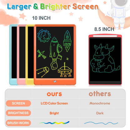 FLUESTON LCD Writing Tablet, Doodle Board Toys Gifts for 3-8 Year Old Girls Boys, 10 Inch Colorful Electronic Board Drawing Pad for Kids, Christmas Birthday Gifts for Toddler Learning Travel