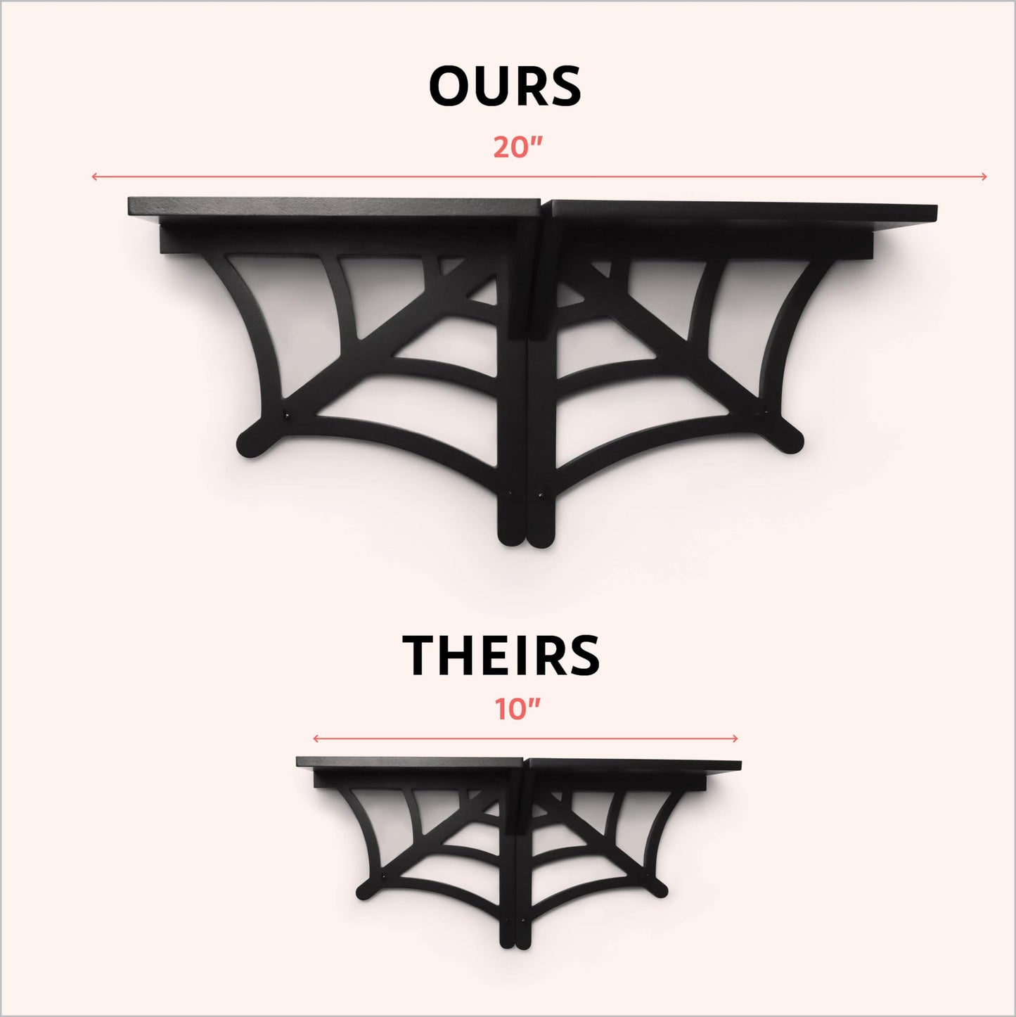 BELL BOOK AND CANDLE 2 PC Spider Web Floating Shelves - Hang Separately or Together - Spooky Gothic Decor - Goth Oddities Shelf - Horror Bookshelf