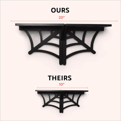 BELL BOOK AND CANDLE 2 PC Spider Web Floating Shelves - Hang Separately or Together - Spooky Gothic Decor - Goth Oddities Shelf - Horror Bookshelf