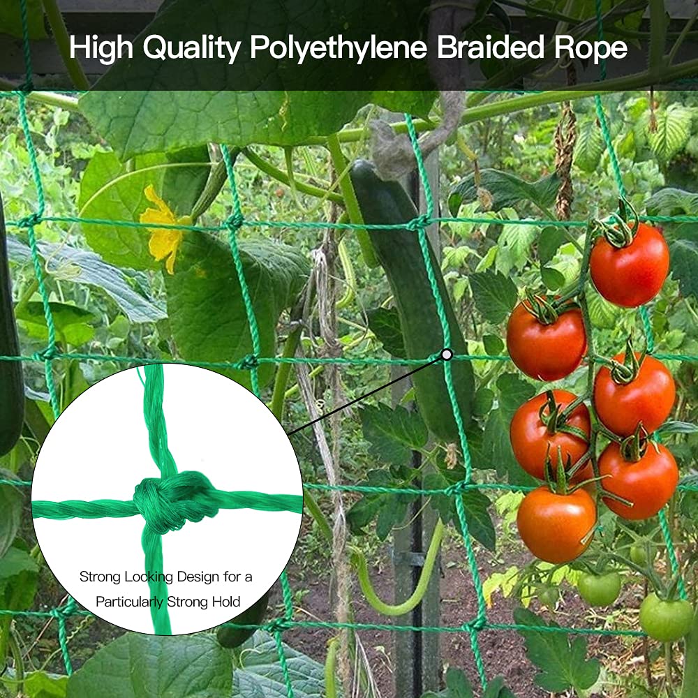 Trellis Netting, PDGROW Climbing Plant Support Net Garden Pea Bean Neting, Heavy-Duty PE Trellis Net for Cucumber, Tomato, Vegetables, Fruits, Sweet Pea Plants (6.6' x 16.4'Ft)