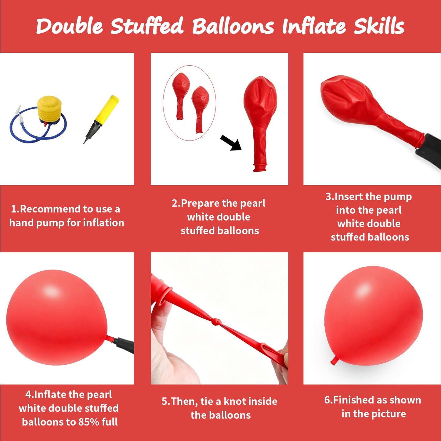 108Pcs Red Double Stuffed Balloons Different Size, 18/12/10/5 inch Dark Cherry Matte Ruby Red Balloons Garland Arch kit for Wedding Baby Shower Bridal Shower Engagement Anniversary Party Decoration