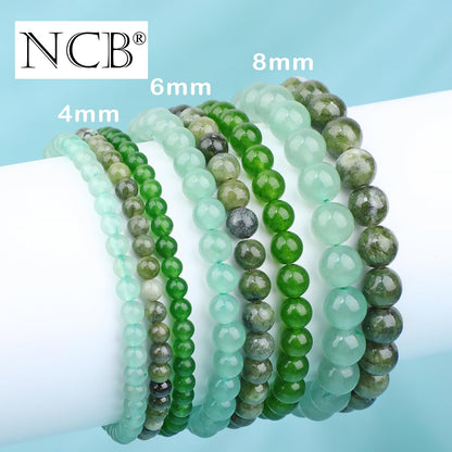 NCB 3-Piece 8mm Natural Crystal Gemstone Stretch Bracelets – ﻿Green Jade, Green Aventurine, Taiwan Jade Handmade Reiki Energy Healing Jewelry for Meditation,Yoga, Unisex