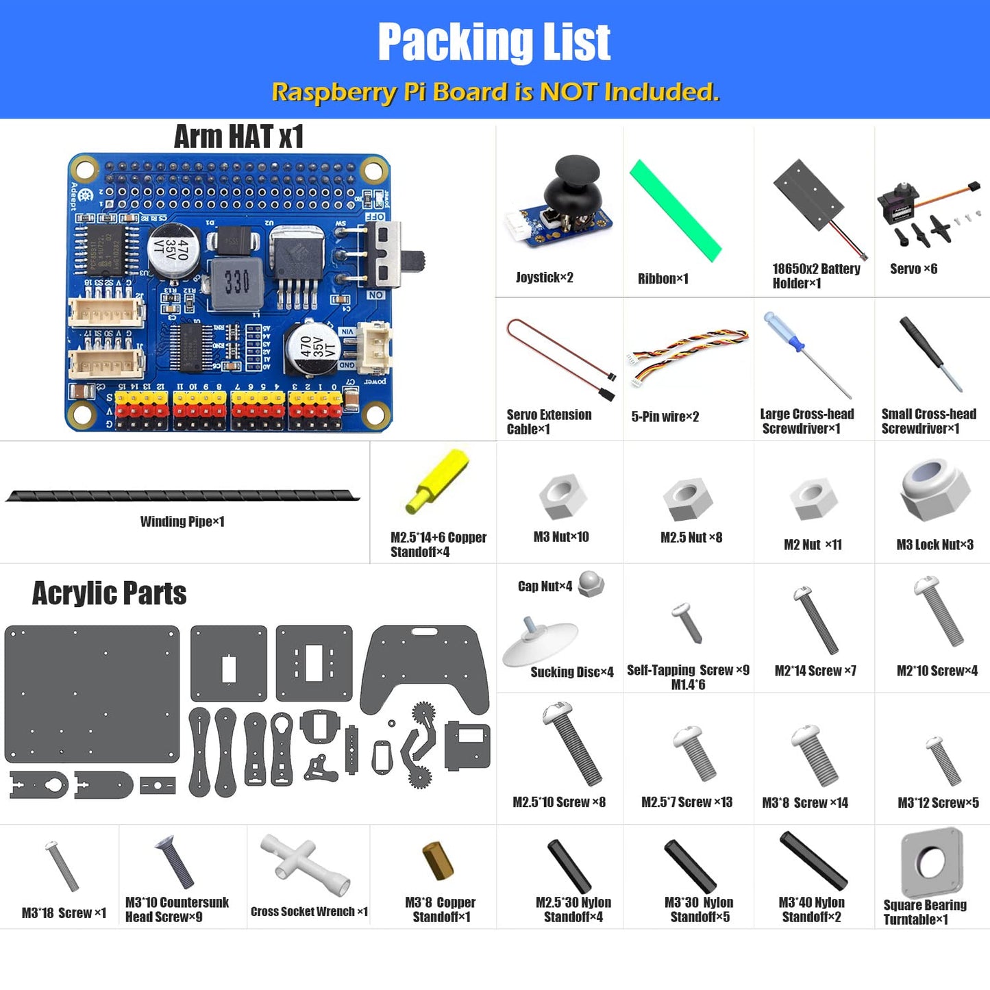 Adeept 5-DOF Robotic Arm Kit Compatible with Raspberry Pi 4 B 3 B+ B A+, Programmable DIY Coding STEM Educational 5 Axis Robot Arm with Python Code and Tutorials(PDF) - Black