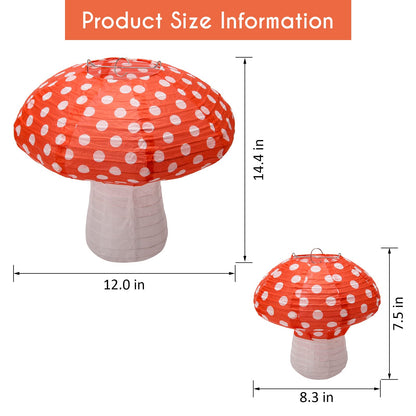 4Pcs Mushroom Shaped Paper Lanterns, Windspeed Large For Nursery Garden Christmas Halloween Party Decoration 8 inch, 12 inch(orange)