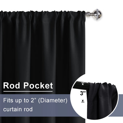 JIUZHEN Halloween Blackout Curtains for Bedroom - Black Thermal Insulated Room Darkening Rod Pocket Curtains for Living Room, Set of 2 Panels with Tiebacks, 38 x 45 Inch