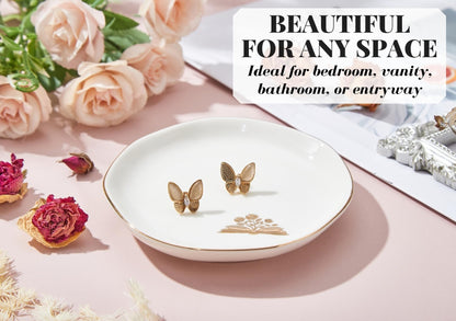 InnoBeta Book Lovers Gifts for Women, Girls, Ceramic Ring Dish 4.75", Handcrafted Jewelry Tray, Decorative Trinket Dish for Rings Earrings Necklaces, Birthday & Mother’s Day Gift
