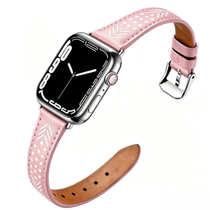 Hollow-out Genuine Leather Watch Band for Apple Watch, Dressy Strap for Women Lady Small Wrist, Compatible with Apple Watch Series 11 10 9 8 7 6 SE 3 2 1 Ultra 38mm 40mm 41mm 42mm 44mm 45mm 46mm 49mm