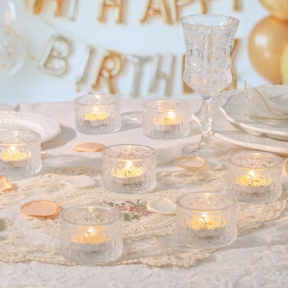 MATAHUM 24 Pack Clear Tealight Candle Holders, Glass Votive Candle Holders Bulk for Wedding Table Centerpieces, Bridal Shower, Baby Shower, Birthday Party Romantic Dinner, Home Decor