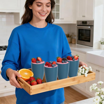 Wheat Straw Drinking Cups Set of 6, 16 OZ Unbreakable & Lightweight Plastic Cups Reusable, Dishwasher Safe Tumblers for Camping, Kitchen, RV, Party， Dark Blue